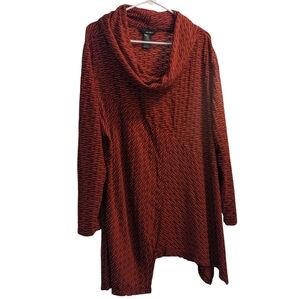 Ali Miles Red & Black Long Sleeve Cowl Neck Top 3X